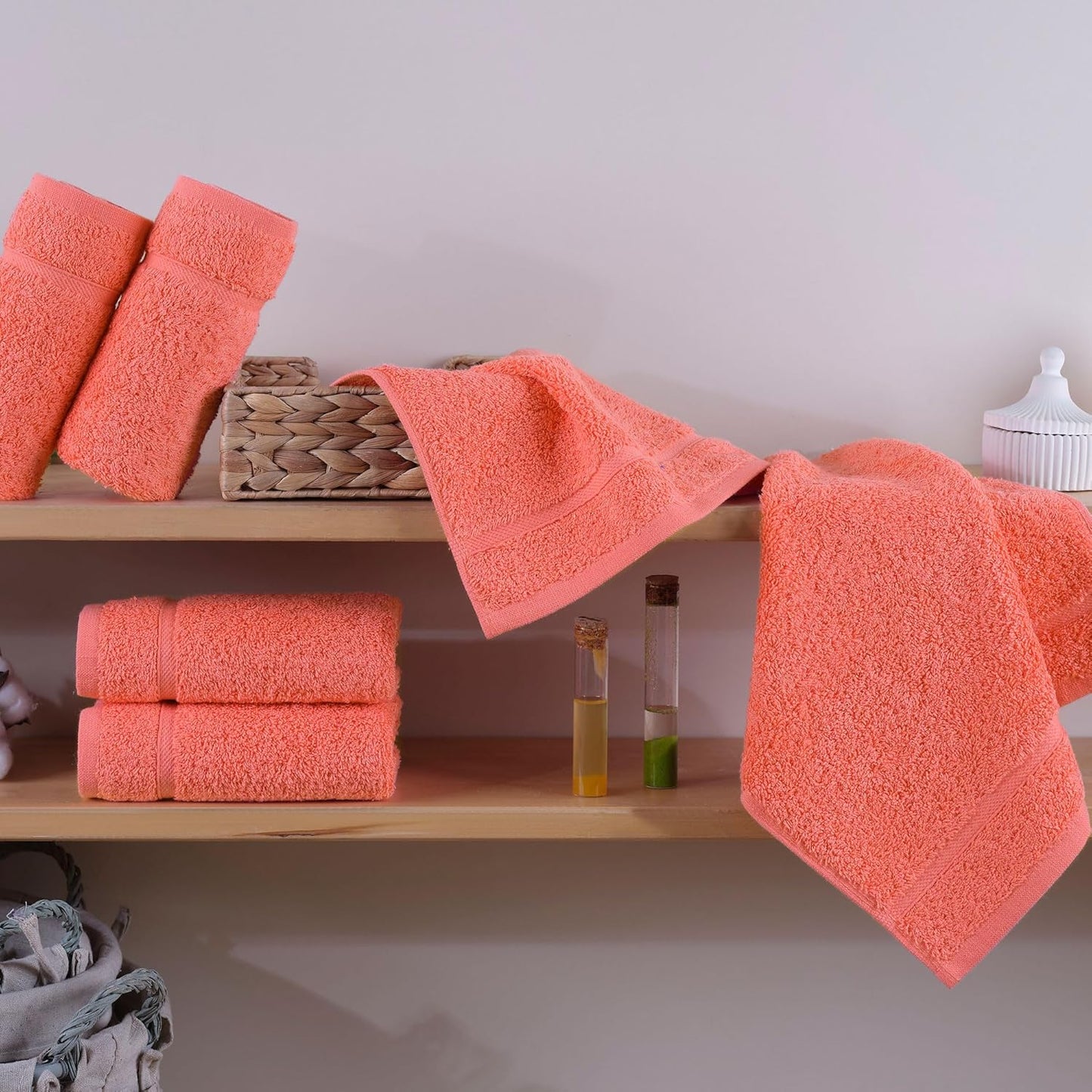 Washcloth Linen Set Premium Original Turkish Cotton, Hotel Quality for Maximum Softness & Absorbency for Face, Hand, Kitchen & Cleaning (Yellow, Washcloth Set)