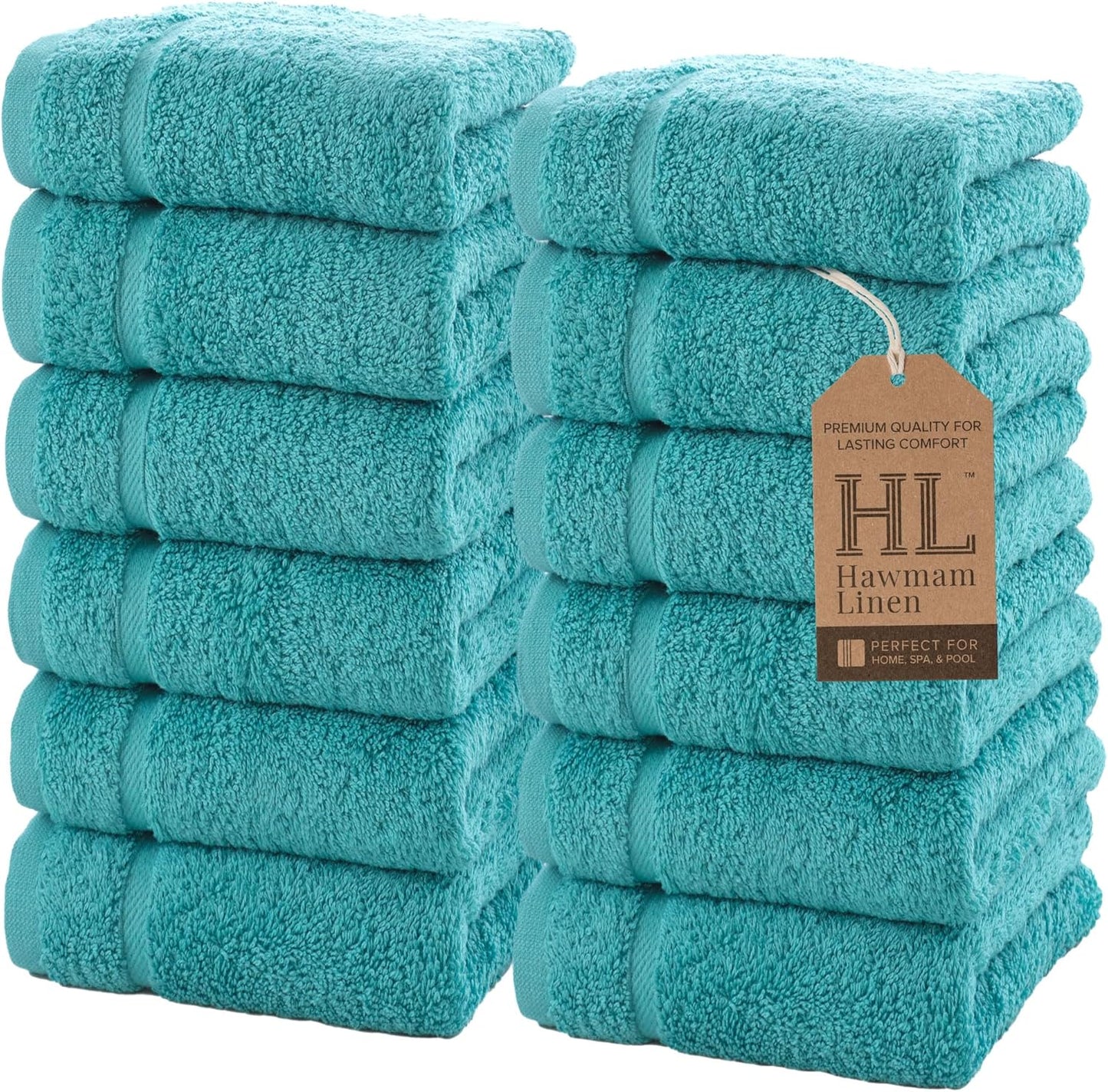 Washcloth Linen Set Premium Original Turkish Cotton, Hotel Quality for Maximum Softness & Absorbency for Face, Hand, Kitchen & Cleaning (Yellow, Washcloth Set)