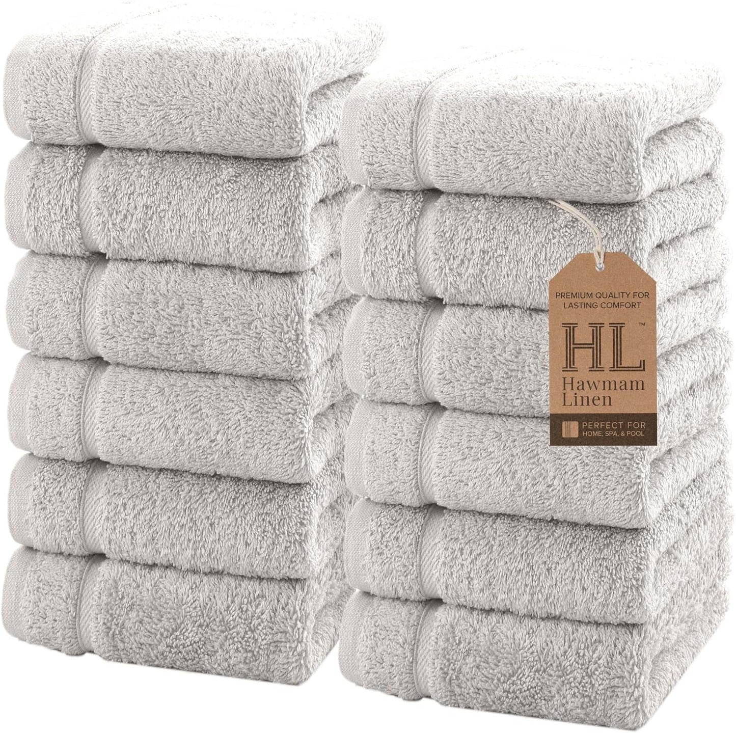 Washcloth Linen Set Premium Original Turkish Cotton, Hotel Quality for Maximum Softness & Absorbency for Face, Hand, Kitchen & Cleaning (Yellow, Washcloth Set)