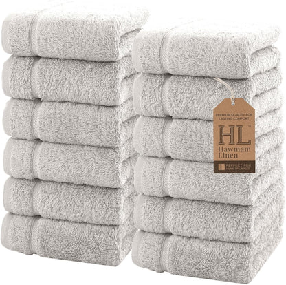 Washcloth Linen Set Premium Original Turkish Cotton, Hotel Quality for Maximum Softness & Absorbency for Face, Hand, Kitchen & Cleaning (Yellow, Washcloth Set)