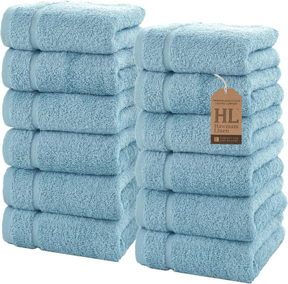 Washcloth Linen Set Premium Original Turkish Cotton, Hotel Quality for Maximum Softness & Absorbency for Face, Hand, Kitchen & Cleaning (Yellow, Washcloth Set)