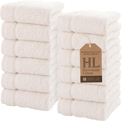 Washcloth Linen Set Premium Original Turkish Cotton, Hotel Quality for Maximum Softness & Absorbency for Face, Hand, Kitchen & Cleaning (Yellow, Washcloth Set)