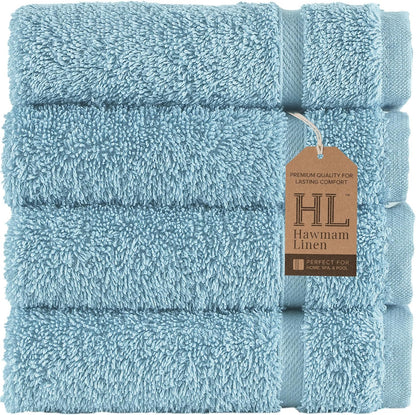 Washcloth Linen Set Premium Original Turkish Cotton, Hotel Quality for Maximum Softness & Absorbency for Face, Hand, Kitchen & Cleaning (Yellow, Washcloth Set)