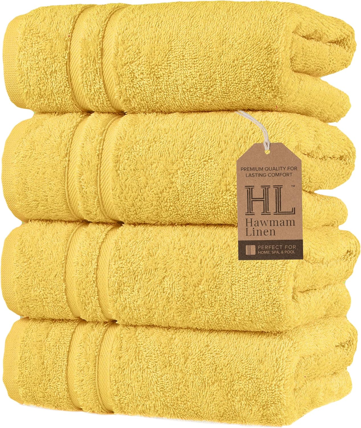 Washcloth Linen Set Premium Original Turkish Cotton, Hotel Quality for Maximum Softness & Absorbency for Face, Hand, Kitchen & Cleaning (Yellow, Washcloth Set)