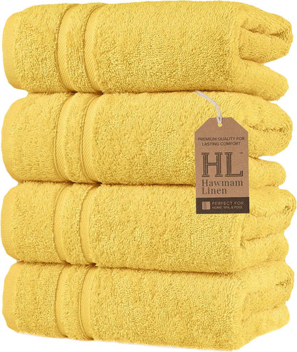Washcloth Linen Set Premium Original Turkish Cotton, Hotel Quality for Maximum Softness & Absorbency for Face, Hand, Kitchen & Cleaning (Yellow, Washcloth Set)