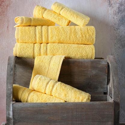 Washcloth Linen Set Premium Original Turkish Cotton, Hotel Quality for Maximum Softness & Absorbency for Face, Hand, Kitchen & Cleaning (Yellow, Washcloth Set)