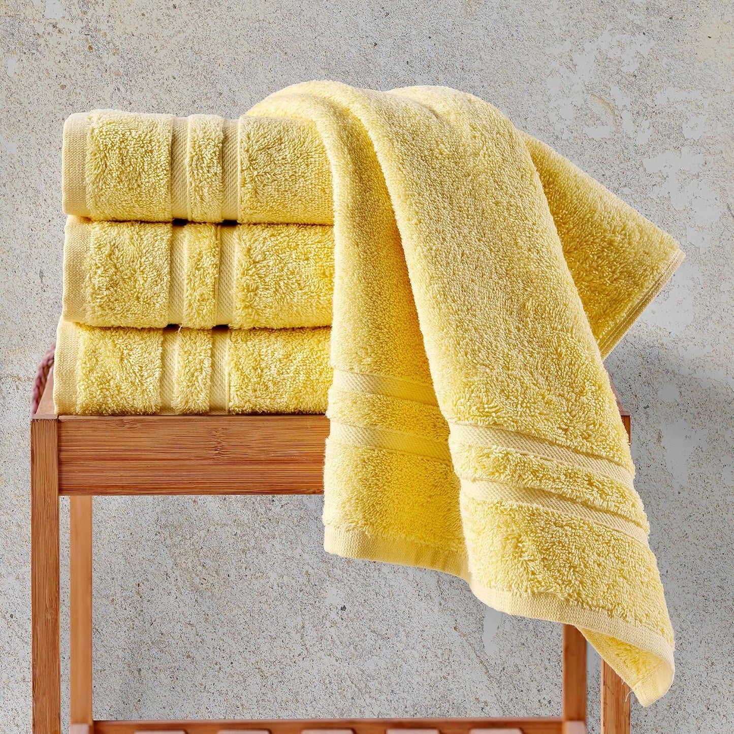Washcloth Linen Set Premium Original Turkish Cotton, Hotel Quality for Maximum Softness & Absorbency for Face, Hand, Kitchen & Cleaning (Yellow, Washcloth Set)