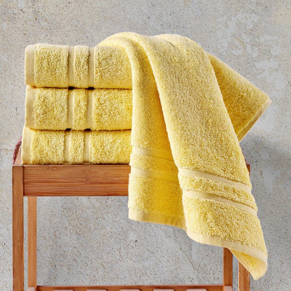 Washcloth Linen Set Premium Original Turkish Cotton, Hotel Quality for Maximum Softness & Absorbency for Face, Hand, Kitchen & Cleaning (Yellow, Washcloth Set)