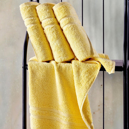 Washcloth Linen Set Premium Original Turkish Cotton, Hotel Quality for Maximum Softness & Absorbency for Face, Hand, Kitchen & Cleaning (Yellow, Washcloth Set)