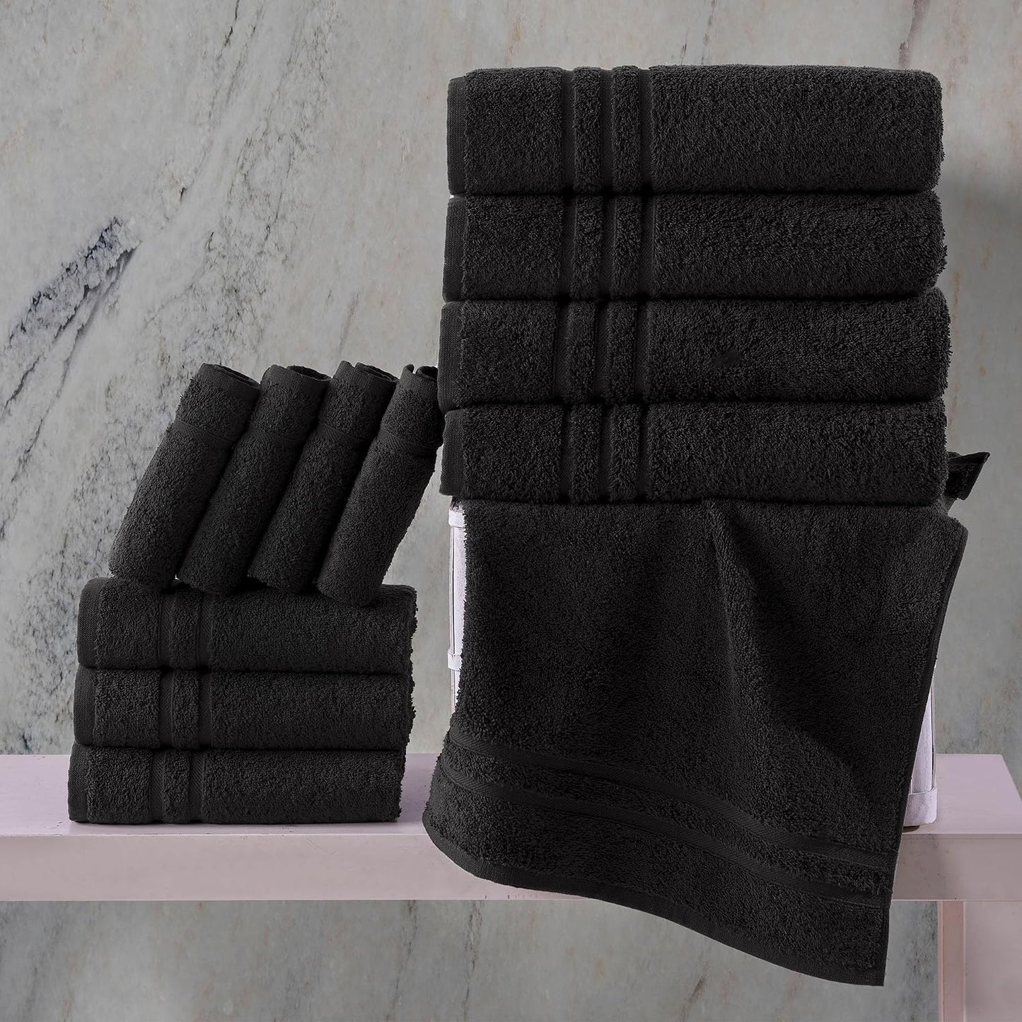 Washcloth Linen Set Premium Original Turkish Cotton, Hotel Quality for Maximum Softness & Absorbency for Face, Hand, Kitchen & Cleaning (Yellow, Washcloth Set)