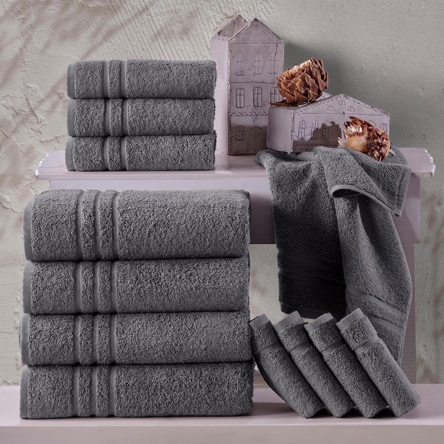 Washcloth Linen Set Premium Original Turkish Cotton, Hotel Quality for Maximum Softness & Absorbency for Face, Hand, Kitchen & Cleaning (Yellow, Washcloth Set)