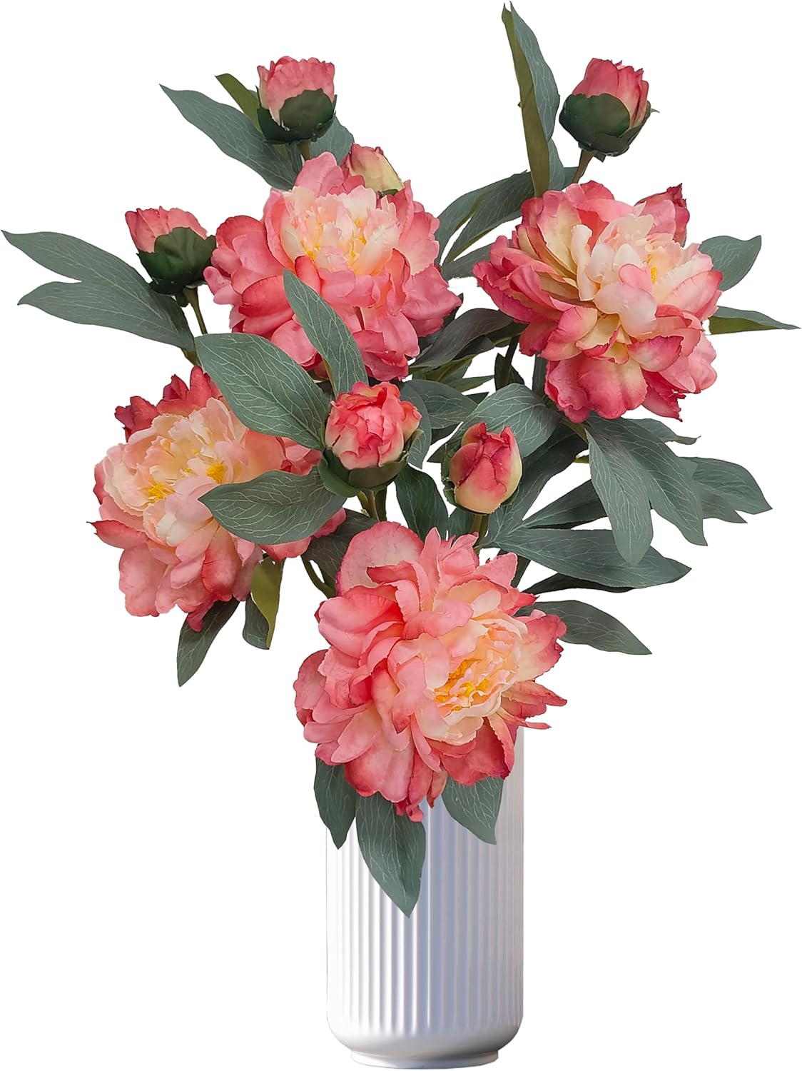 Yellow Peonies Artificial Flowers,4 Pcs Fake Silk Peonies with Stems Real Look,Peony Bush for Home Decor (4, Yellow)