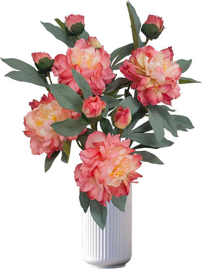 Yellow Peonies Artificial Flowers,4 Pcs Fake Silk Peonies with Stems Real Look,Peony Bush for Home Decor (4, Yellow)
