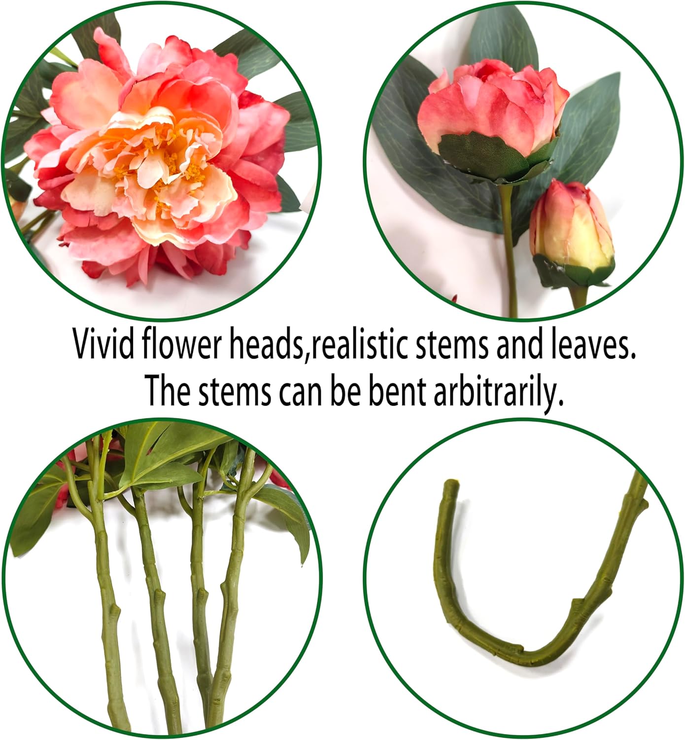 Yellow Peonies Artificial Flowers,4 Pcs Fake Silk Peonies with Stems Real Look,Peony Bush for Home Decor (4, Yellow)