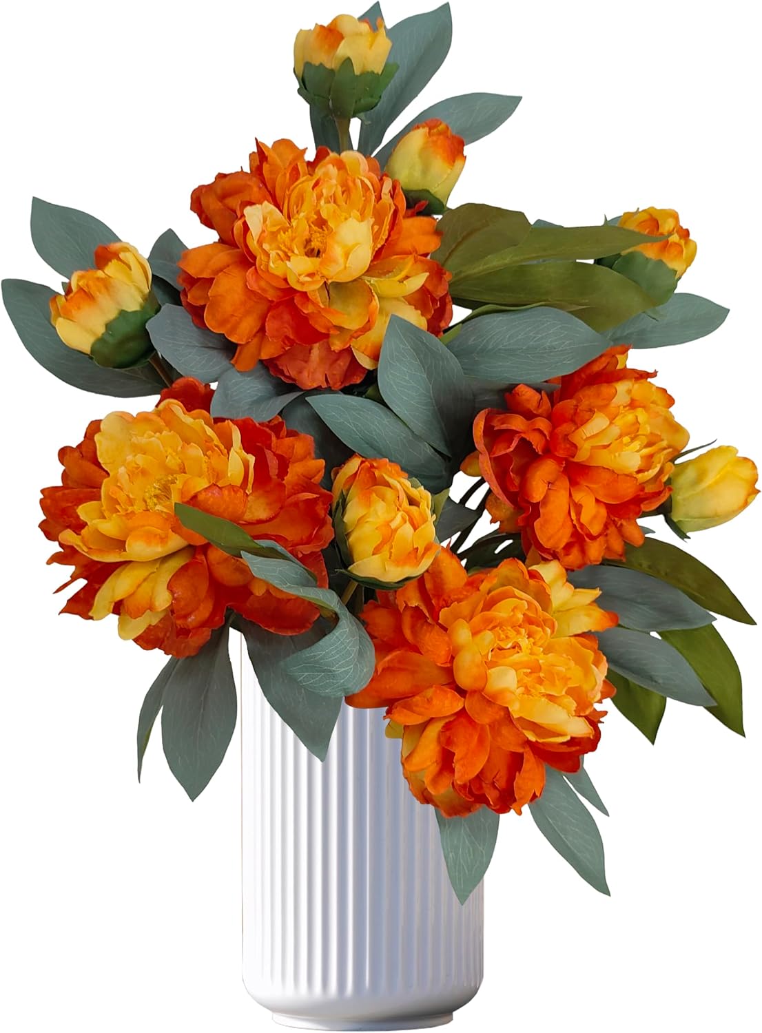 Yellow Peonies Artificial Flowers,4 Pcs Fake Silk Peonies with Stems Real Look,Peony Bush for Home Decor (4, Yellow)