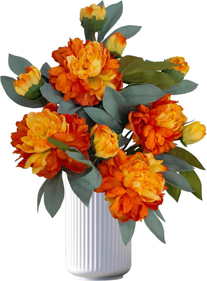 Yellow Peonies Artificial Flowers,4 Pcs Fake Silk Peonies with Stems Real Look,Peony Bush for Home Decor (4, Yellow)