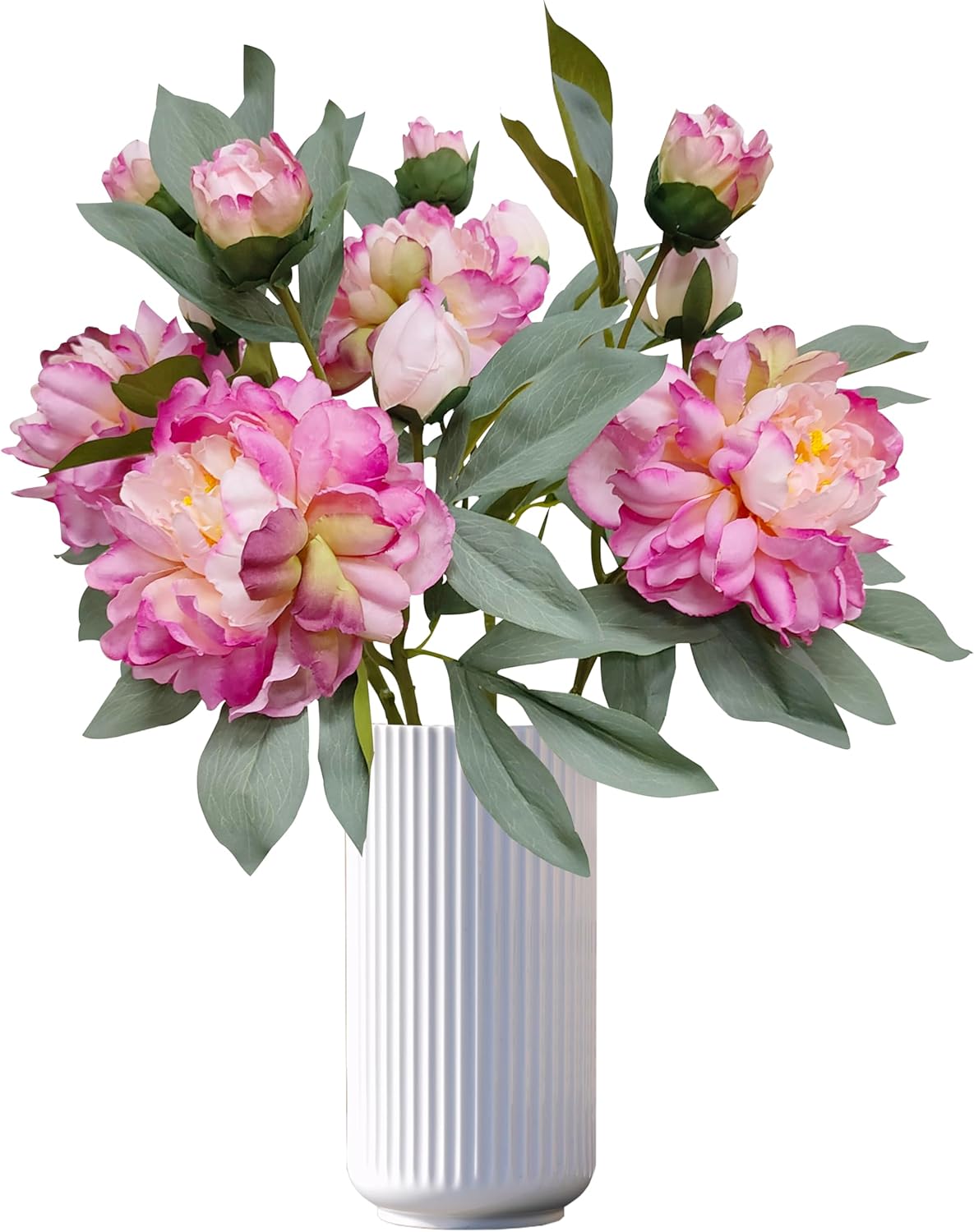Yellow Peonies Artificial Flowers,4 Pcs Fake Silk Peonies with Stems Real Look,Peony Bush for Home Decor (4, Yellow)