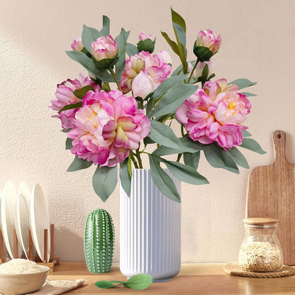 Yellow Peonies Artificial Flowers,4 Pcs Fake Silk Peonies with Stems Real Look,Peony Bush for Home Decor (4, Yellow)