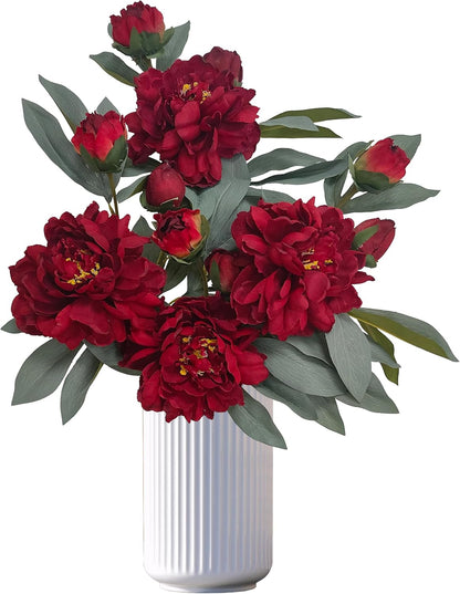 Yellow Peonies Artificial Flowers,4 Pcs Fake Silk Peonies with Stems Real Look,Peony Bush for Home Decor (4, Yellow)