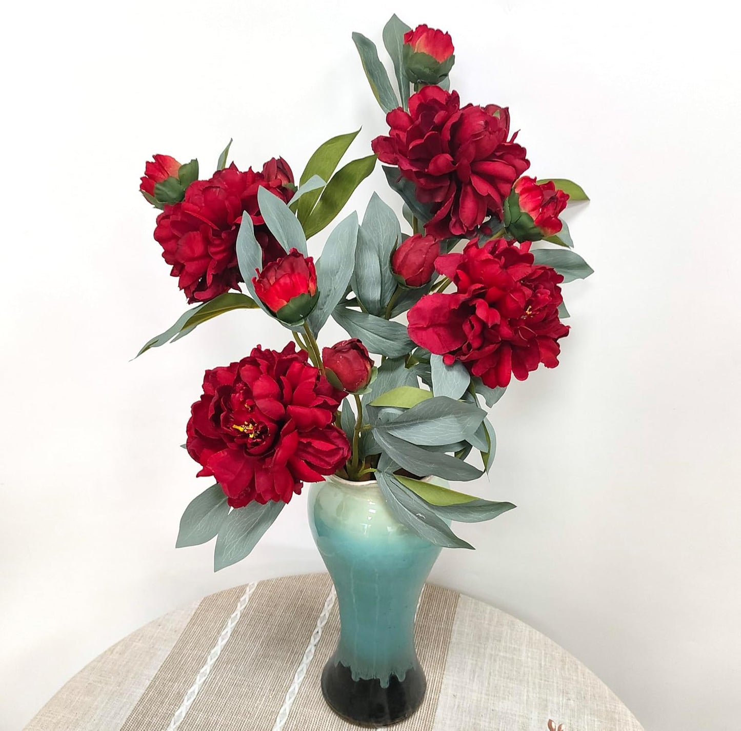 Yellow Peonies Artificial Flowers,4 Pcs Fake Silk Peonies with Stems Real Look,Peony Bush for Home Decor (4, Yellow)