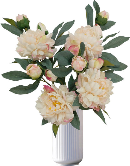 Yellow Peonies Artificial Flowers,4 Pcs Fake Silk Peonies with Stems Real Look,Peony Bush for Home Decor (4, Yellow)