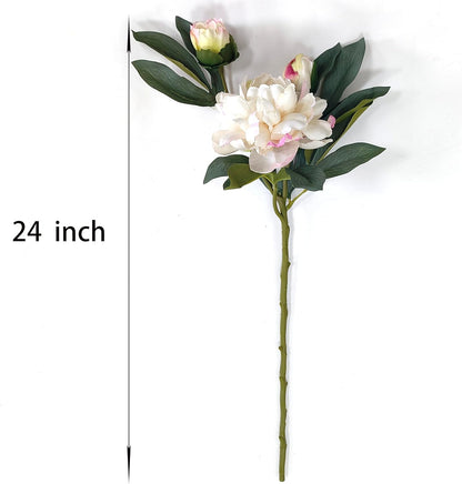 Yellow Peonies Artificial Flowers,4 Pcs Fake Silk Peonies with Stems Real Look,Peony Bush for Home Decor (4, Yellow)