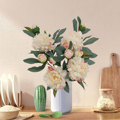 Yellow Peonies Artificial Flowers,4 Pcs Fake Silk Peonies with Stems Real Look,Peony Bush for Home Decor (4, Yellow)