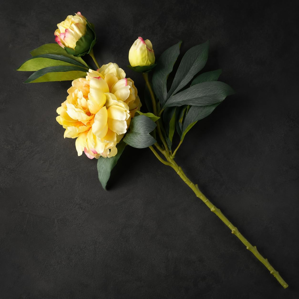 Yellow Peonies Artificial Flowers,4 Pcs Fake Silk Peonies with Stems Real Look,Peony Bush for Home Decor (4, Yellow)