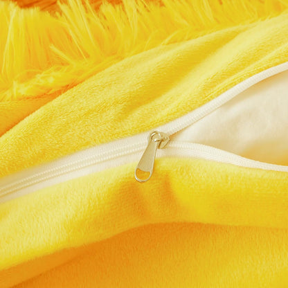 Fluffy Pillow Cases Yellow 26"x20", Faux Fur Furry Shaggy Plush Fuzzy Decorative Pillow Covers Set of 2, Standard Velvet Cushion Cover with Zipper for Bedroom Interior