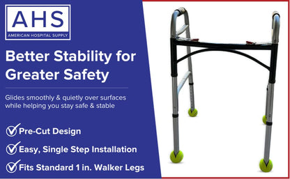 AMERICAN HOSPITAL SUPPLY AHS Tennis Balls for Walker Legs Tennis Balls for Walkers for Seniors Complete Support & Surface Protection | Pair of 2 Precut (Yellow)