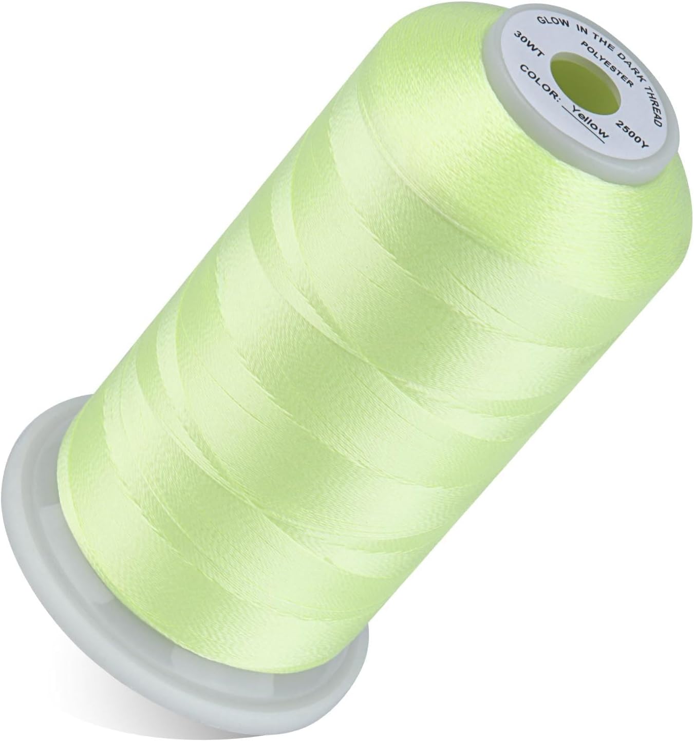 Glow in Dark Thread 2500 Yards 30WT Light Yellow | for Embroidery and Sewing