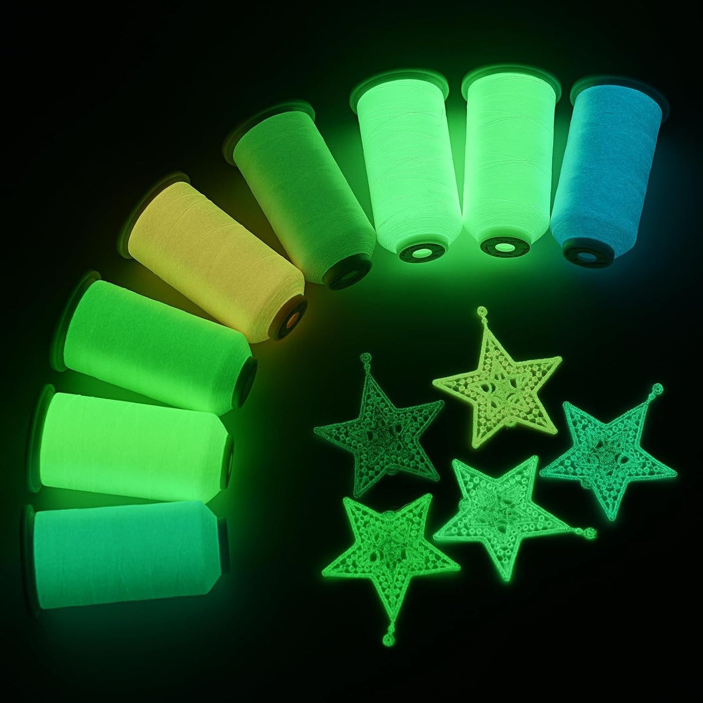 Glow in Dark Thread 2500 Yards 30WT Light Yellow | for Embroidery and Sewing