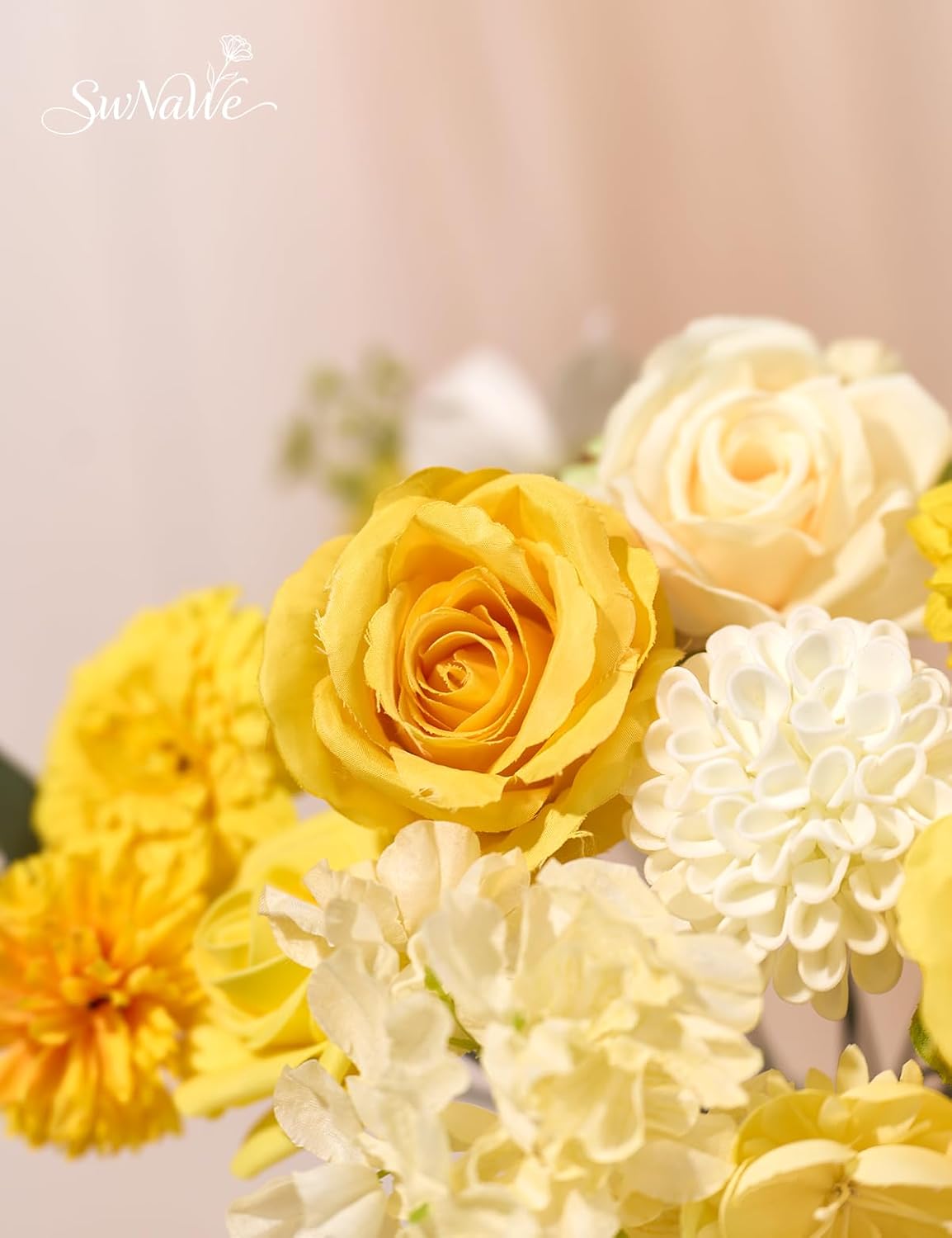 Artificial Flower Box Set Faux Flowers Fake Roses with Stems for DIY | Silk Yellow Flowers for DIY Wedding Bouquets Bridal Shower Centerpieces Arrangements Party Tables Decorations
