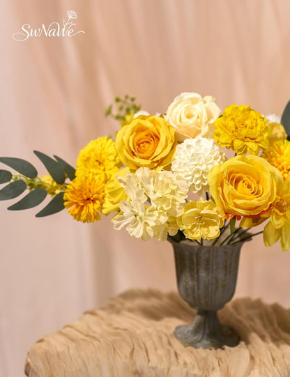 Artificial Flower Box Set Faux Flowers Fake Roses with Stems for DIY | Silk Yellow Flowers for DIY Wedding Bouquets Bridal Shower Centerpieces Arrangements Party Tables Decorations