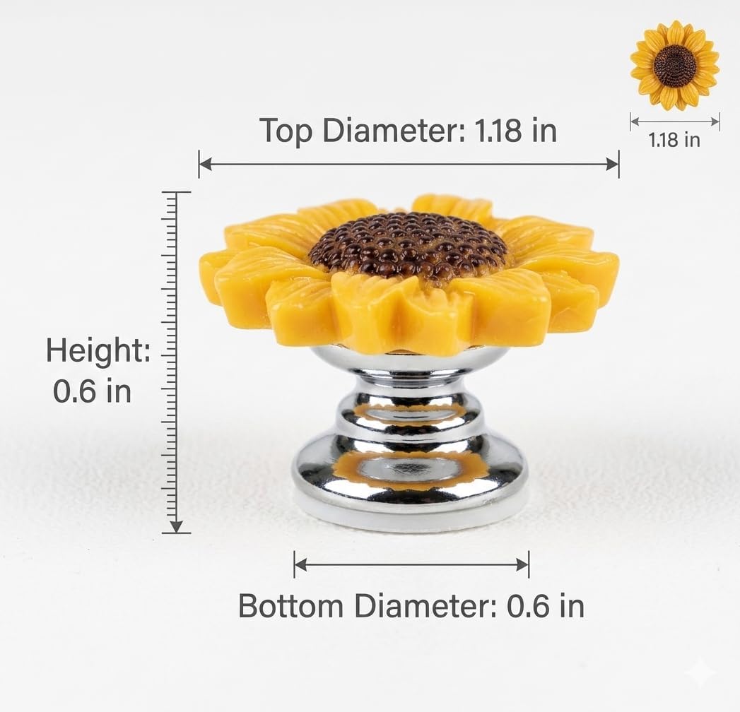 LKTEE Yellow Sunflower Push Start Button Cover, Cute Car Decor | Flower push start button cover for car interiors, adding cute floral style to ignition buttons and daily drives.