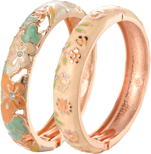 Cloisonne Indian Bangle Colored Crystal Plated Hinge Cuff Bracelet Hollowed Bird Enamel Jewelry Gift 55C49