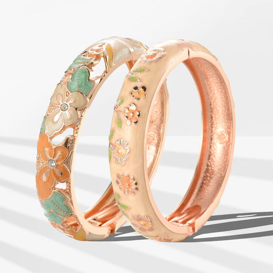 Cloisonne Indian Bangle Colored Crystal Plated Hinge Cuff Bracelet Hollowed Bird Enamel Jewelry Gift 55C49