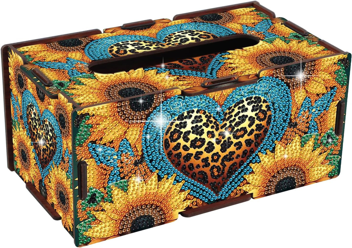 Sunflower Diamond Art Tissue Box, DIY Rectangular Portable Office Mosaic Diamond Decoration Desk Tissue Box, Paper Storage Holder Napkin Holder Adult Family