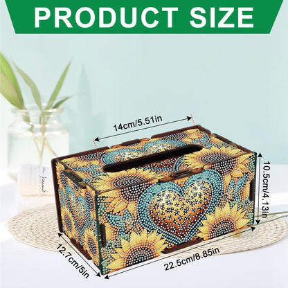 Sunflower Diamond Art Tissue Box, DIY Rectangular Portable Office Mosaic Diamond Decoration Desk Tissue Box, Paper Storage Holder Napkin Holder Adult Family