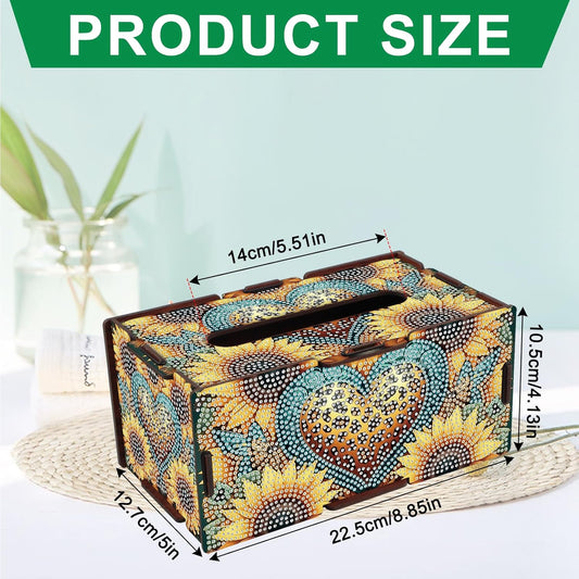 Sunflower Diamond Art Tissue Box, DIY Rectangular Portable Office Mosaic Diamond Decoration Desk Tissue Box, Paper Storage Holder Napkin Holder Adult Family