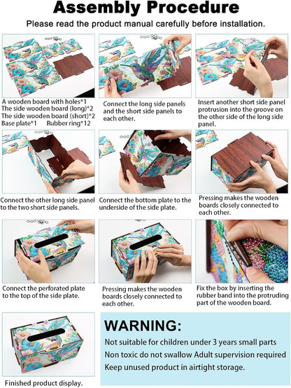 Sunflower Diamond Art Tissue Box, DIY Rectangular Portable Office Mosaic Diamond Decoration Desk Tissue Box, Paper Storage Holder Napkin Holder Adult Family