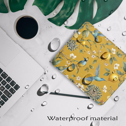 Chinoiserie Blue Bird Lemon Blossom Mouse Pad, Mediterranean Summer Citrus Lemon Fruit Mousepad for Computers Laptop Home Office Dorm Desk Accessories, 7.9x9.5 Inch
