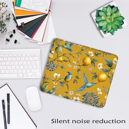 Chinoiserie Blue Bird Lemon Blossom Mouse Pad, Mediterranean Summer Citrus Lemon Fruit Mousepad for Computers Laptop Home Office Dorm Desk Accessories, 7.9x9.5 Inch