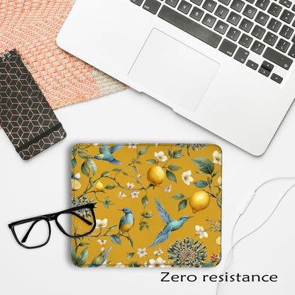 Chinoiserie Blue Bird Lemon Blossom Mouse Pad, Mediterranean Summer Citrus Lemon Fruit Mousepad for Computers Laptop Home Office Dorm Desk Accessories, 7.9x9.5 Inch