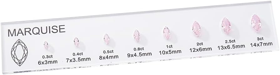 Diamond Size Shape Guide Selector Kit, 5A Cubic Zirconia Engagement Ring Size Comparison Tool, Classic Round Diamond Cutting Shape 8 Different Size