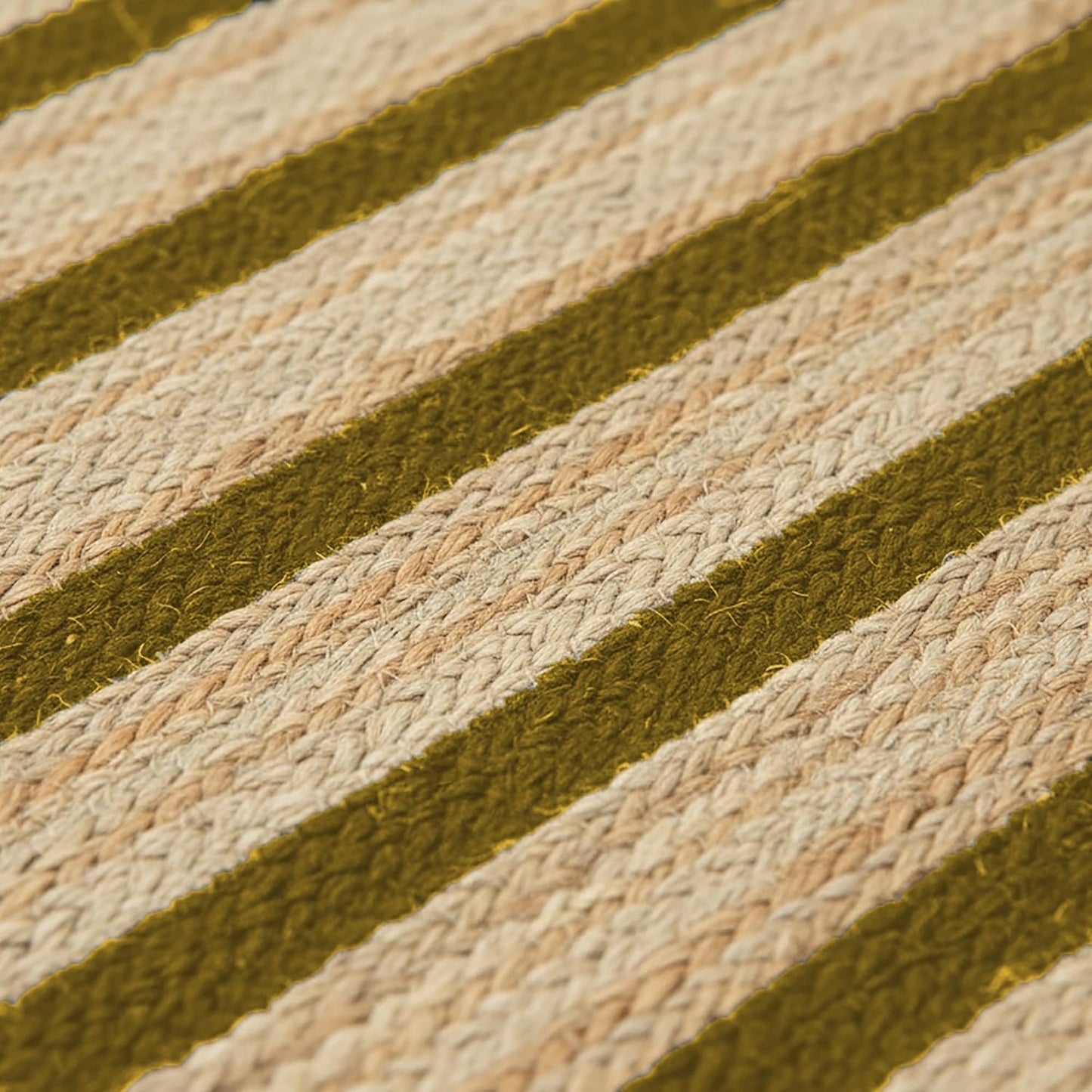 Runner Jute Rug 2.6x8 Hand Woven Jute Braided Yellow Striped Pattern Rug Thick 0.27" Ideal for Runner Areas Rugs for Hallway, Kitchen, Entryways Laundry Boho Carpets Home Décor