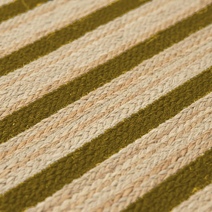 Runner Jute Rug 2.6x8 Hand Woven Jute Braided Yellow Striped Pattern Rug Thick 0.27" Ideal for Runner Areas Rugs for Hallway, Kitchen, Entryways Laundry Boho Carpets Home Décor