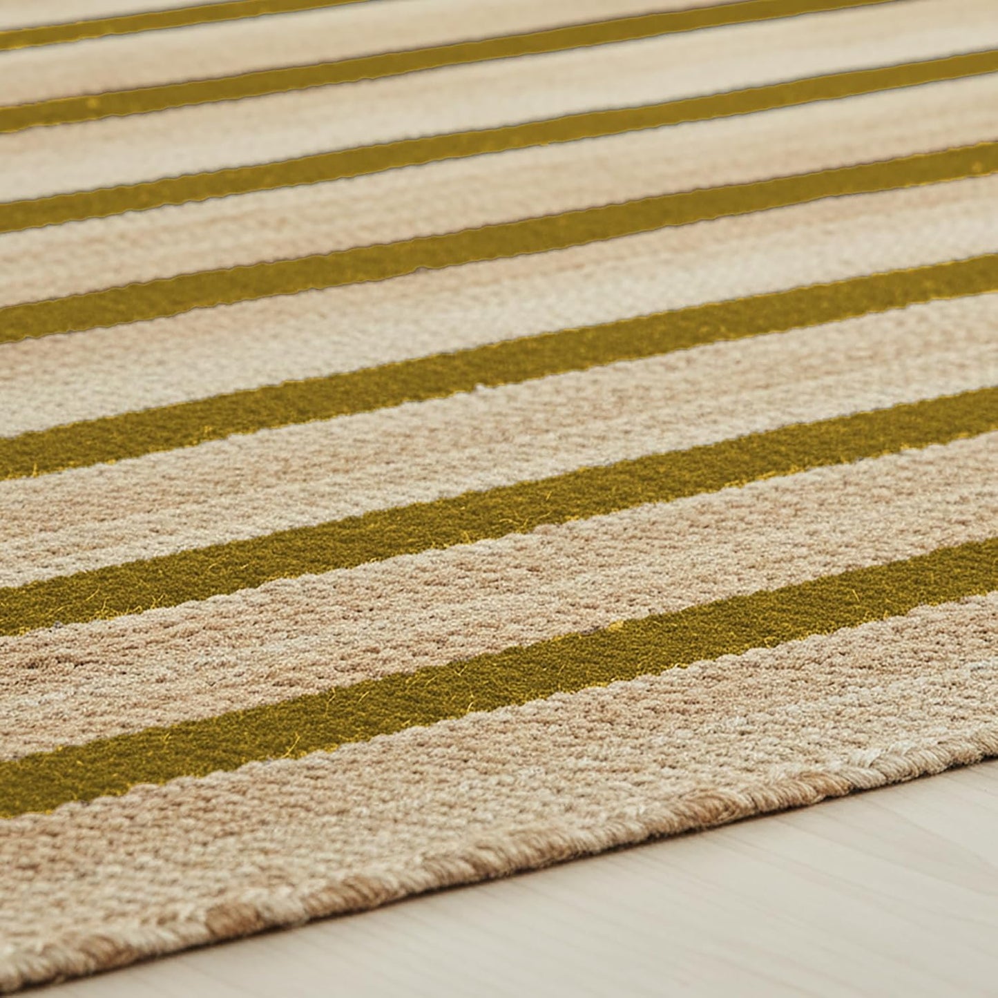 Runner Jute Rug 2.6x8 Hand Woven Jute Braided Yellow Striped Pattern Rug Thick 0.27" Ideal for Runner Areas Rugs for Hallway, Kitchen, Entryways Laundry Boho Carpets Home Décor