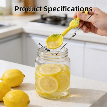 Lemon Ceramic Spoon for Stove Top & Kitchen Counter, Cute Lemon Accessories for Countertop, Dishwasher Safe for Salad, Fruit, Dessert, Functional Kitchen Decor Gift,2PCS