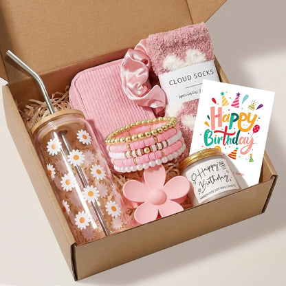 Birthday Gifts for Women Gift Set Daisy Self-Care Gift Box | Yellow 10pc Self-Care Present, Womens Birthday Gifts, Gift Boxes for Her, Teen Girl, Sister, Daughter